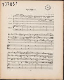 Partition complète et parties, Piano quintette, G minor par Hans Huber