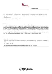 La dichotomie synchronie-diachronie dans l œuvre de Gustave Guillaume - article ; n°1 ; vol.107, pg 36-42