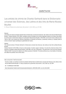 Les articles de chimie de Charles Gerhardt dans le Dictionnaire universel des Sciences, des Lettres et des Arts de Marie-Nicolas Bouillet - article ; n°342 ; vol.92, pg 247-260
