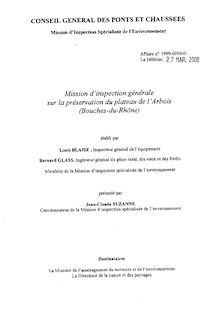 Mission d inspection générale sur la préservation du plateau de l Arbois (Bouches-du-Rhône)