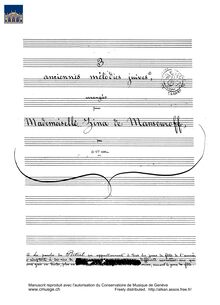 Partition Manuscript. 1 of 2 mouvements present., 3 Anciennes Mélodies Juives
