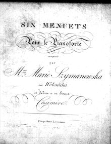 Partition complète, 6 Menuets, Szymanowska, Maria Agata