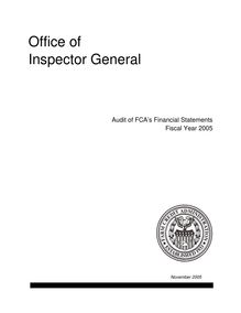 FY 2005 Audit of FCA s Financial Statements