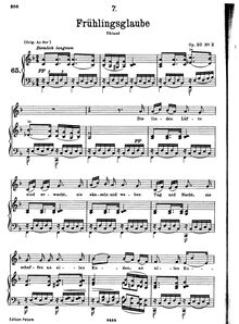 Partition complète, transposition pour low voix, Frühlingsglaube, D.686 (Op.20 No.2)