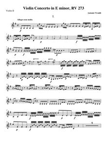 Partition violons II, violon Concerto en E minor, RV 273, E minor