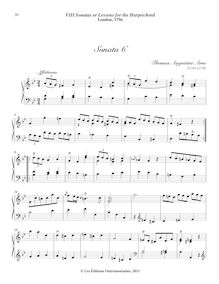 Partition Sonata No.6 en G minor, 8 sonates ou leçons pour pour clavecin
