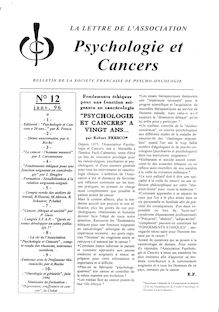 12 Lettre Association Psychologie et Cancers Janv. 1996