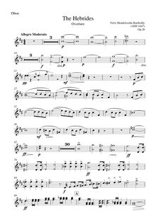 Partition hautbois 1/2, pour Hebrides, Op.26, Fingal s CaveLe Ebridi