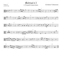 Partition ténor viole de gambe 2, alto clef, Madrigali a 5 voci, Libro 2 par Girolamo Valmarano par Girolamo Valmarano