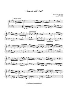 Partition Sonata K.212, 100 clavier sonates, Scarlatti, Domenico