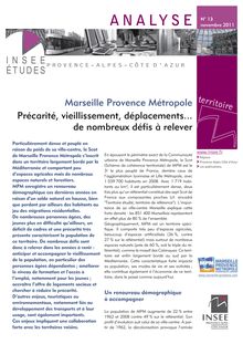 Marseille Provence Métropole  Précarité, vieillissement, déplacements...  de nombreux défis à relever  