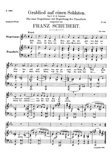 Partition voix + partition de piano, Grablied auf einen Soldaten, D.454