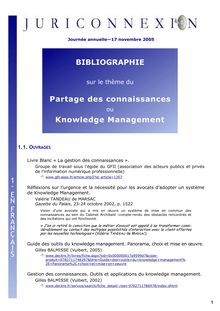 BIBLIOGRAPHIE Partage des connaissances Knowledge Management