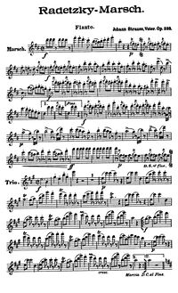 Partition vents (flûte, hautbois, clarinette 1, clarinette 2, basson), Radetzky March, Op.228