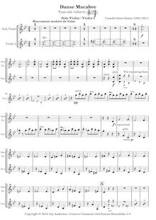 Partition Solo violon / violons I, Danse macabre, Op.40, Poème symphonique d après une poésie de Henri Cazalis