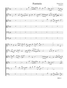 Partition Fantasia VdGS No.2 - partition complète (Tr Tr T T B B), fantaisies pour 6 violes de gambe par Simon Ives