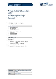 KE012 Annual Audit and Inspection Letter  Final 