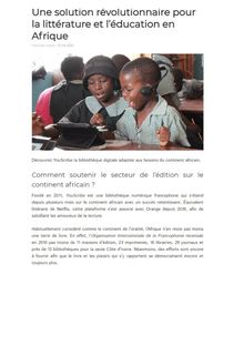 NOFI - Une solution révolutionnaire pour la littérature et l éducation en Afrique