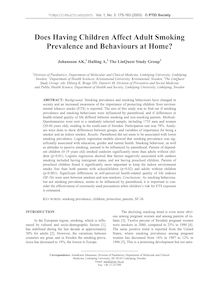 Does Having Children Affect Adult Smoking Prevalence and Behaviours at Home?