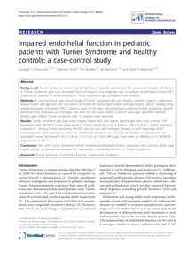 Impaired endothelial function in pediatric patients with turner syndrome and healthy controls: a case-control study