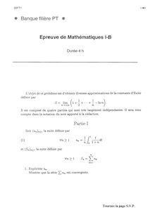 Mathématiques B 2000 Classe Prepa PT Banque Filière PT