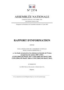 Rapport d information déposé par la Délégation de l Assemblée nationale pour l Union européenne sur les fonds structurels et la cohésion territoriale de l Union européenne des années 2007 à 2013