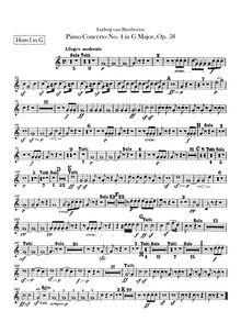 Partition cor 1, 2 (en G), Piano Concerto No.4, G major, Beethoven, Ludwig van