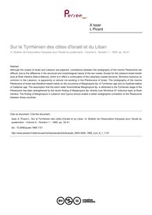 Sur le Tyrrhénien des côtes d Israël et du Liban - article ; n°1 ; vol.6, pg 35-41