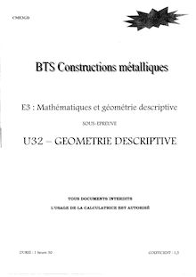 Géométrie descriptive 2005 BTS Constructions métalliques
