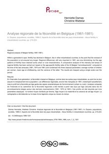 Analyse régionale de la fécondité en Belgique (1961-1981) - article ; n°2 ; vol.7, pg 215-223