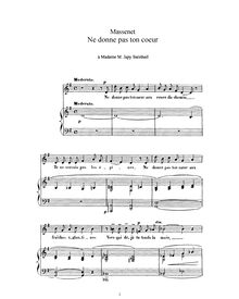 Partition complète (G Major: haut voix et piano), Ne donne pas ton coeur