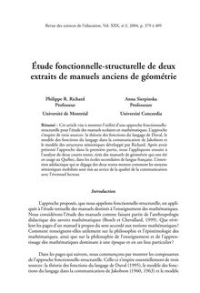 Étude fonctionnelle-structurelle de deux extraits de manuels anciens  de géométrie