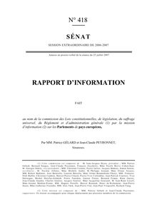 Rapport d'information fait au nom de la commission des lois constitutionnelles [...] par la mission d'information sur les Parlements de pays européens