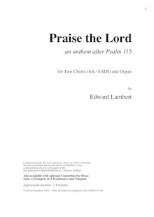 Partition complète, Praise pour Lord, Lambert, Edward