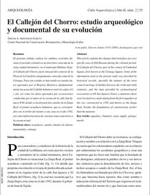 EL CALLEJÓN DEL CHORRO: ESTUDIO ARQUEOLÓGICO Y DOCUMENTAL DE SU EVOLUCIÓN