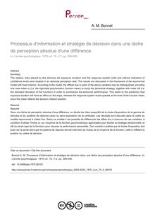 Processus d information et stratégie de décision dans une tâche de perception absolue d une différence - article ; n°2 ; vol.75, pg 389-408