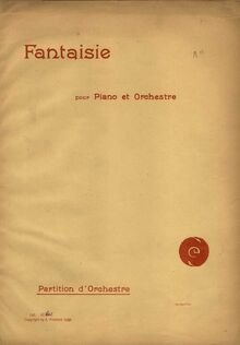 Partition couverture couleur, Fantaisie pour Piano et orchestre