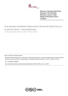Une équerre d arpenteur découverte à Ennemain (Somme) sur le site de l Orme : note préliminaire - article ; n°1 ; vol.25, pg 212-213