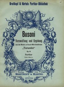Partition couverture couleur, Turandot , Orchester Suite aus der Musik zu Gozzis Märchendrama Turandot