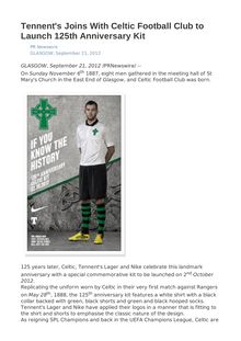 Tennent s Joins With Celtic Football Club to Launch 125th Anniversary Kit