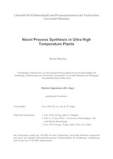 Novel process synthesis in ultra high temperature plants [Elektronische Ressource] / Rainer Benning