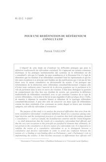 Pour une redéfinition du référendum consultatif - article ; n°1 ; vol.59, pg 143-155