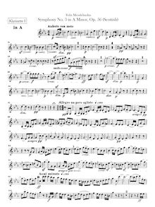 Partition clarinette 1, 2 (A, B♭), Symphony No.3 en A minor, Sinfonie Nr.3 in a-Moll "Schottische"