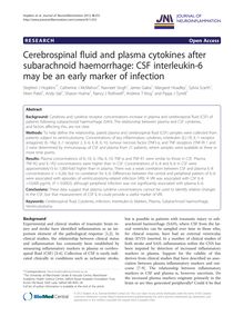 Cerebrospinal fluid and plasma cytokines after subarachnoid haemorrhage: CSF interleukin-6 may be an early marker of infection