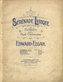 Partition couverture couleur, Sérénade lyrique, Elgar, Edward
