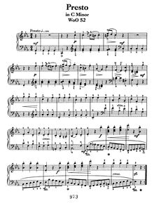 Partition complète, Bagatelle, Presto, C Minor, Beethoven, Ludwig van