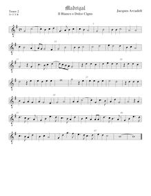 Partition ténor viole de gambe 2, octave aigu clef, 12 madrigaux