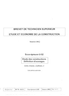 Définition d ouvrages 2003 BTS Étude et économie de la construction