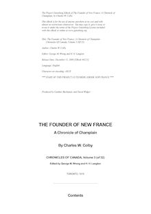 The Founder of New France : A chronicle of Champlain