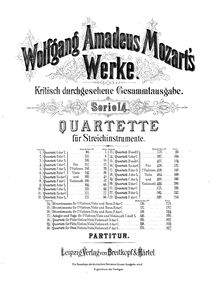 Partition complète, corde quatuor No.1, Lodi Quartet, G major, Mozart, Wolfgang Amadeus